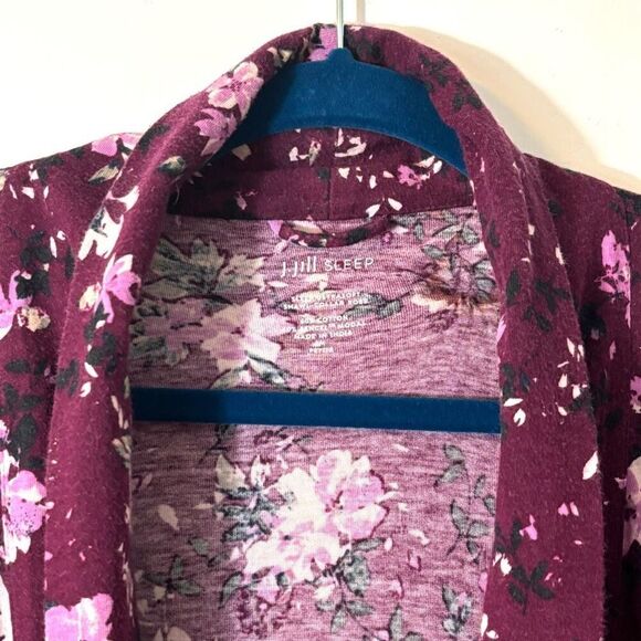 J. Jill Sleep Ultrasoft Shawl Collar long Robe M Petite floral pockets - Picture 3 of 8